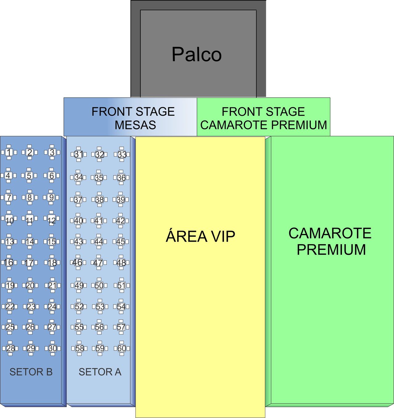 Mapa do salão do Castelinho para o show (Foto: Reprodução)